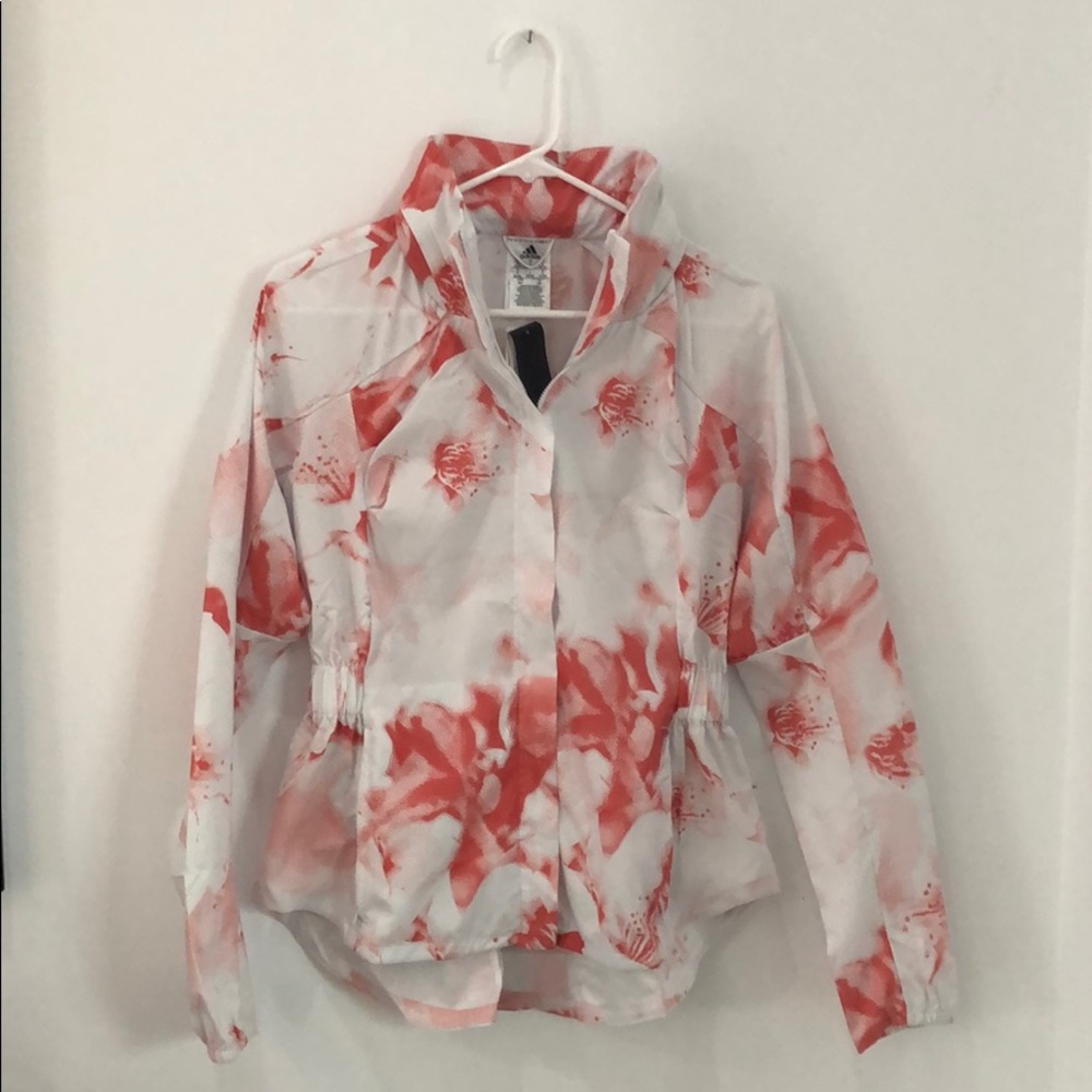 Adidas Women’s Pink and White Running Jacket